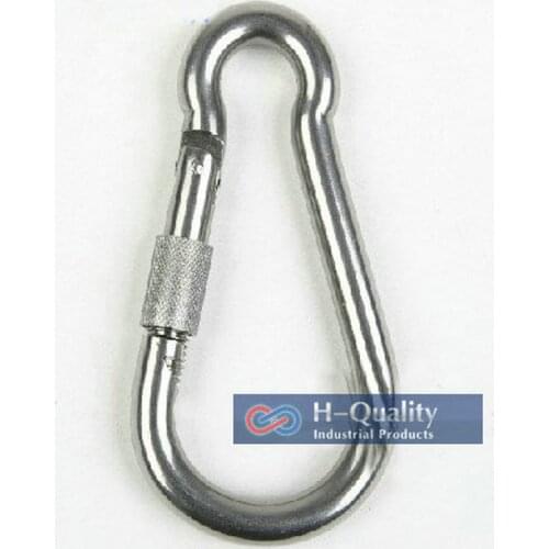 Stainless Steel Carabiner Spring Snap Hooks with screw Free Shipping Wholesales 10PCS M7X70MM Standard DIN5299C