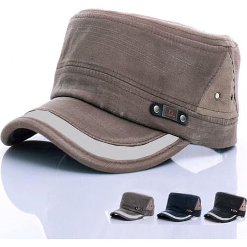 Classic Vintage Men Military Hats Fashion Washed Cotton Military Caps Adjustable Army Flat Top Cap Summer Women Sunshade Hat