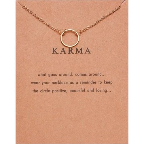 Rinhoo Karma Double Chain Circle Necklace Gold-Color Pendant Necklaces Fashion Clavicle Chains Statement Necklace Women Jewelry