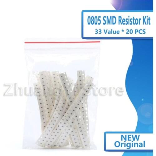 0805 SMD Resistor Kit Assorted Kit 1ohm-1M ohm 1% 33valuesX 20pcs=660pcs Sample Kit