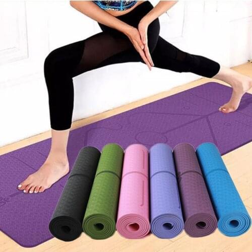 Yoga Mat Non-Slip with Position Line Yoga Mats for Women Exercise Strap Bag TPE Mat Hot Yoga Cushioning Gym Eco Friendly Home