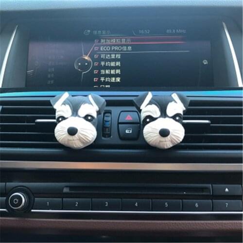 Cute Schnauzer Ornaments Car Vents Perfume Clip Air Freshener Automobile Interior Fragrance Decoration