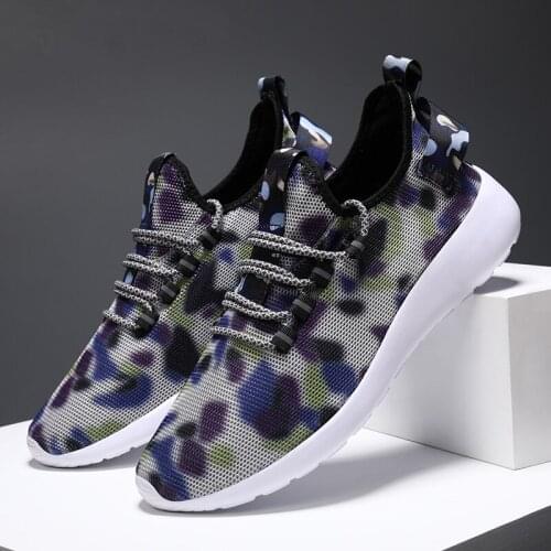 Mens Shoes Couple Camouflage Outdoor Leisure Shoes Breathable Mesh Non-slip Soft Bottom Jogging Mens Shoes Large Size 36-47