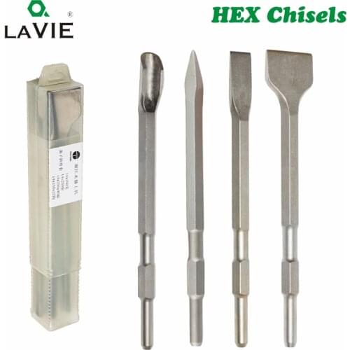 4pcs 17mm HEX Shank 280mm Chisels Set Point Groove Gouge Flat Chisel Electric Hammer Drill Break Concrete Brick Wall Drilling