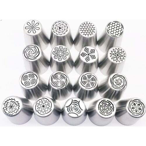 Russian Nozzles Cake Cupcake Decoration Nozzles Stainless Steel Piping Nozzle Kits 17pcs/set Baking Accessories Cake Tools