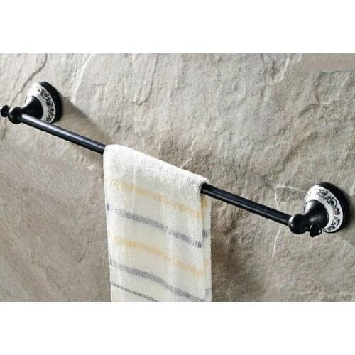 Black oil Antique Brass Wall Mounted Bathroom Hardware Single Towel Rail Bar Holder Dba057
