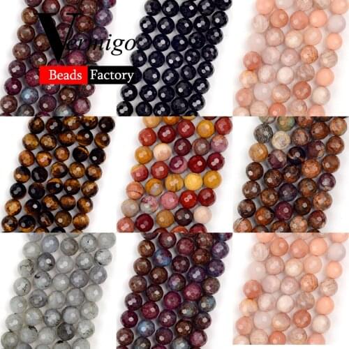 Natural Gemstones Beads 8mm Faceted Labradorite Tourmaline Tiger Eye Stone Round Beads for Jewelry Making Handmade Bracelets 15"