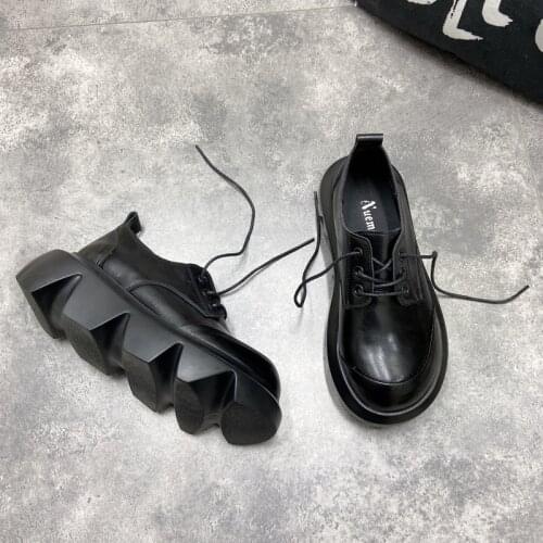 2021 spring and autumn new female Korean style lace-up thick-soled lace-up leather British shoes casual shoes