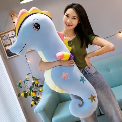 110cm New Hippocampus Angel Seahorse Stuffed Animals Doll Big Pillow Boy Girl Friends Valentines Day Birthday Sleeping Pillow