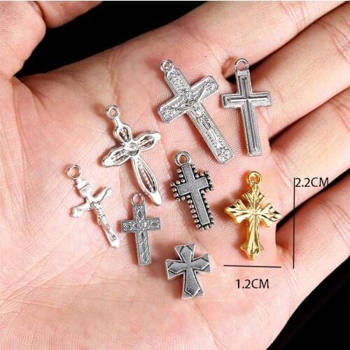 10 Mini Small Christian Catholic Bible Cross Pendant Vintage Necklace Earring Accessories DIY Pendant Jewelry Making
