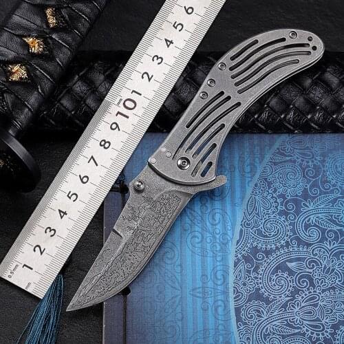 Outdoor Tactical Folding Knife Portable Anti-height Hardness Camping Knife with All-steel Handle