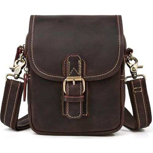 Waist Bag Belt Pouch for Men Male Waist Pack Vintage Leather Small Shoulder Bags for Men Crossbody Bag Mini Sling Bag