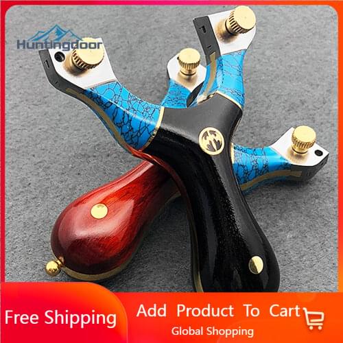 Professional Titanium Alloy slingshot Solid Wood Hunting Shooting Slingshot Handcrafted Turquoise Artwork Slingshot Profession