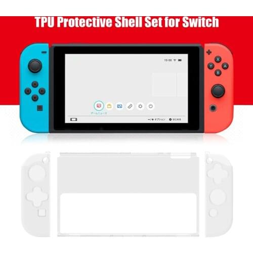 Transparent Protective Case Cover for Nintendo Switch OLED Game TPU Crystal Shell Frame Glass Screen Protector Console Accessory