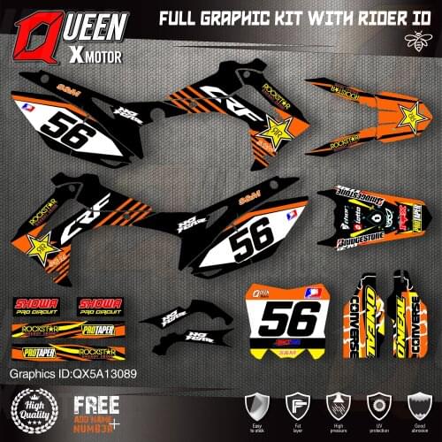 QUEEN X MOTOR Custom Team Graphics Backgrounds Decals Stickers Kit For HONDA 2014-2017 CRF250R 2013-2016 CRF450R 089