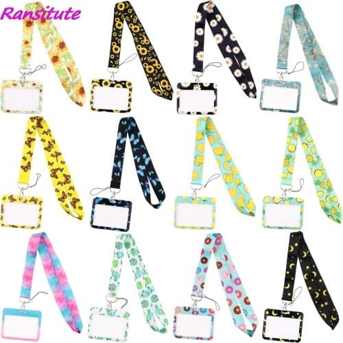 Ransitute R1994 Donut Daisy Lemon Lanyard Horizontal Direction ID Badge Holder Gym Phone Strap USB Badge Holder DIY Hang Rope
