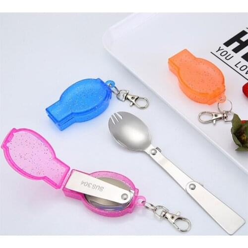 Folding Travel Camping Utensil Stainless Pocket Spoon Fork Light Small Foldable Spoon Fork Camping Picnic Tool Tableware