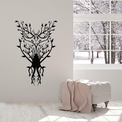 Owl Bird Branches Nature Abstract Room vinyl wall decal home decor diy art mural wallpaper removable wall stickers