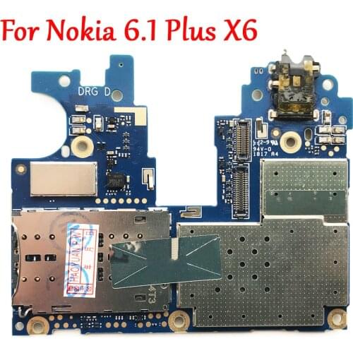 Tested)Full Work Original Unlock Motherboard For Nokia 6.1 Plus X6 32GB 64GB Logic Circuit Board Plate Global Firmware