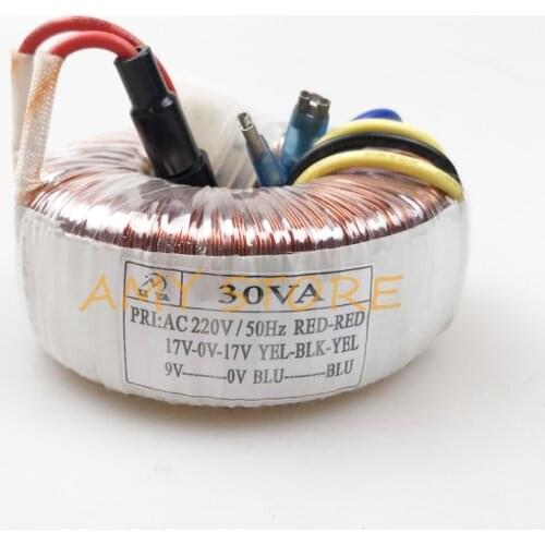 30W 30VA Toroidal Transformer 220V Input 17V-0-17V 9V Output Amplifier Audio X-5 Preamp
