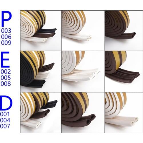 5M Seal Strip E/D/P Type Doors Window Gasket Soundproof Rubber Foam Weatherstrip Collision Strip Weather Draught Excluder