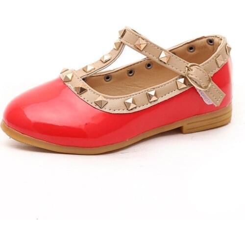 2020 Spring Fashion Rivet Baby Shoes Girls Leather Shoes Princess Party Big Kids Dance Children Shoe 1 2 3 4to5 6 7 8 9 10 11 12