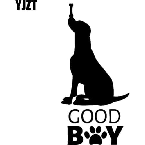 YJZT 6.3CM*13CM Dog Bone Good Pet Paw Decoration Stickers Vinyl Car Decal Black/Silver C10-00345