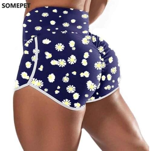 Womens Jogger Shorts Sexy High Waist Shorts Athletic Gym Workout Fitness pants Leggings Fitness Short Pants flower print shorts