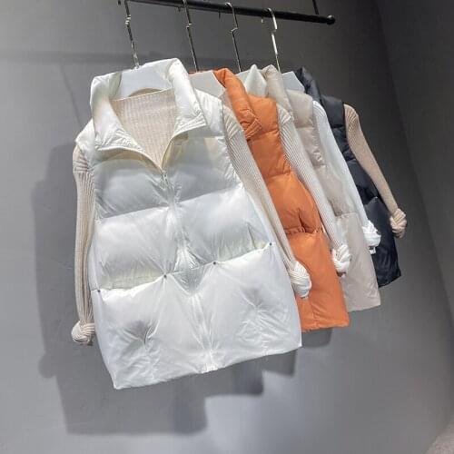 Korean Style Loose Women Down Parkas Waistcoat Solid Color Rivet Fashion Sleeveless Coat Stand Collar Female Outwear Vest