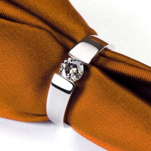 0.5CT 750 White Gold Classic Perfect Mens Wedding Ring For Male Pure 18K Gold Wedding Jewelry For Bridal