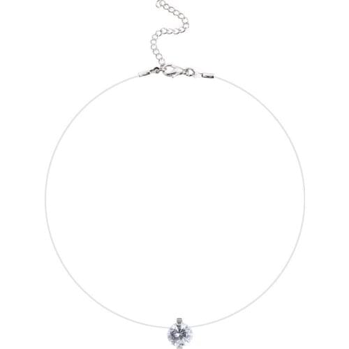 Ahmed Simple Transparent Thin Lines Rhinestone Pendant Tattoo Choker Necklace For Women Charm Fashion Collar Jewelry