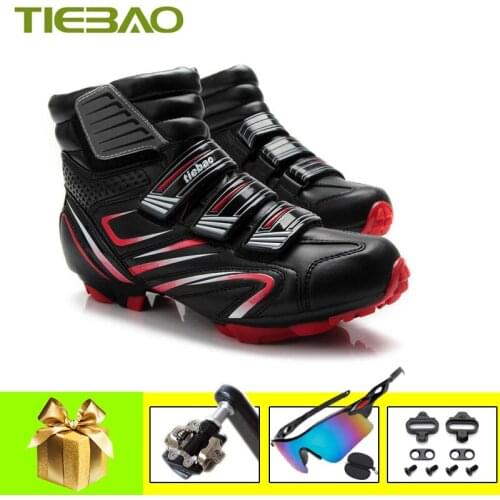 Tiebao Winter MTB Cycling Shoes Men Women Sapatilha Ciclismo Mtb SPD Pedals Self-locking Breathable Warm Mountain Bike Sneakers