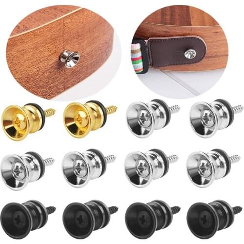 2PCS Guitar Strap Lock Button Metal Flat Head Guitar Strap Anti-Stripping Lock System for Electric Acoustic Guitar Bass Ukulele