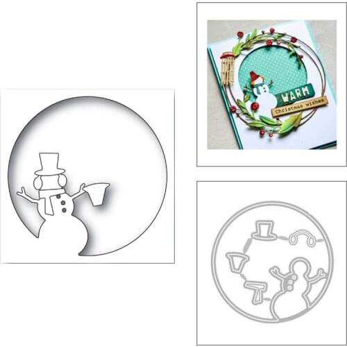 2020 New Round Frame Background Christmas Snowman Hat Metal Cutting Dies For Scrapbooking Greeting Card Paper Making No Stamps