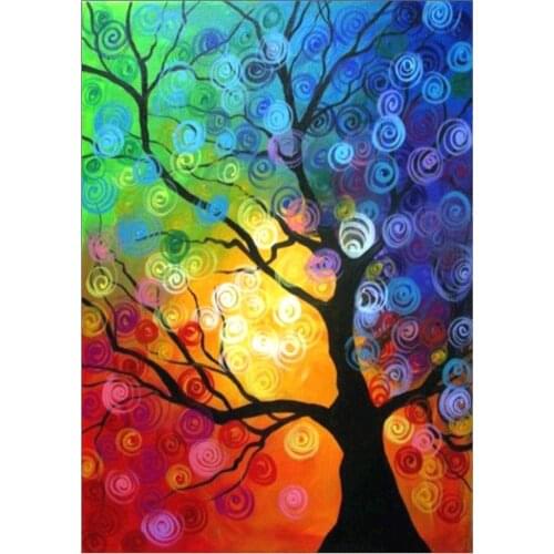 5D DIY full diamond art color tree pattern cross stitch diamond embroidery mosaic diamond home decoration