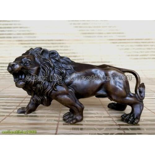 Antique Bronze lions Statue Tibet Fu Foo Dog lion copper statues figurine