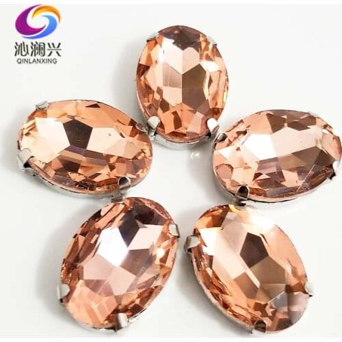 Free shipping water red oval shape High quality Glass Crystal flat back sew on claw rhinestones,Diy/Clothing accessories SWT07