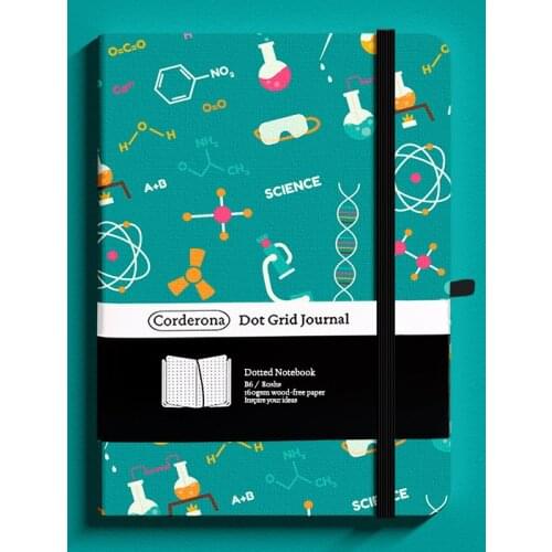 B6 Chemistry Doodle Dotted Notebook Dot Grid Journal Hard Cover Elastic Band Thick Paper Travel Diary Planner