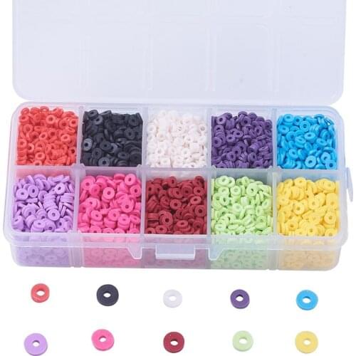 1box 10 Colors Environmental Handmade Polymer Clay Beads Disc/Flat Round Heishi Beads for Women Necklace Jewelry Craft Making