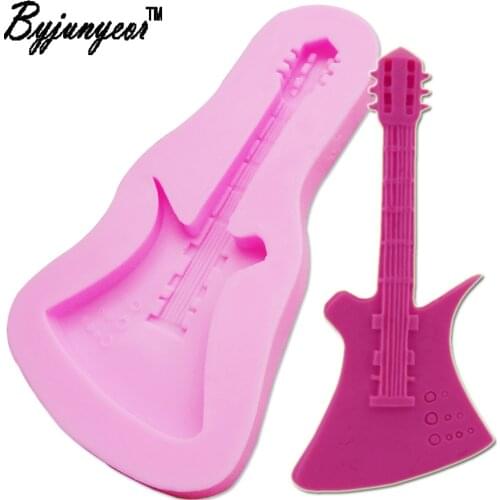 Byjunyeor M089 Epoxy UV Resin Guitar Silicone Cake Mold Silicone Baking Tools Kitchen Accessories Decorations Fondant