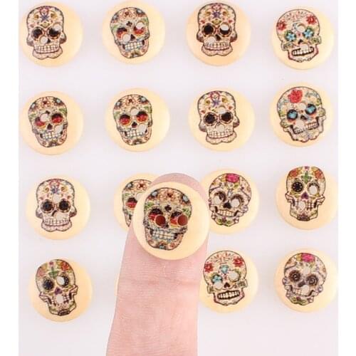 Skull 2Hole Wooden Mixed Buttons Christmas DIY Decor Child Clothes Sewing Buttons Crafts Scrapbooking Accessories Decorativos E