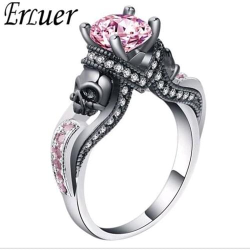 ERLUER Austrian Gothic Skull Vintage Style colour Crystal Zircon Wedding Rings For Women Engagement Jewelry Trendy Love Gift