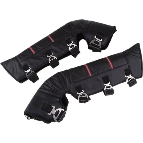 70cm Black Leather Warm Knee Pad Leg Warmer Protector Adjustable Legging