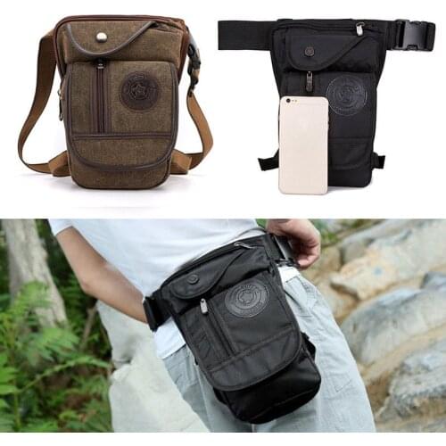 Men Canvas Drop Leg Bag Waist Bag Fanny Pack Belt Hip Bum Military travel Multi-purpose Motorcycle Messenger Shoulder Bags