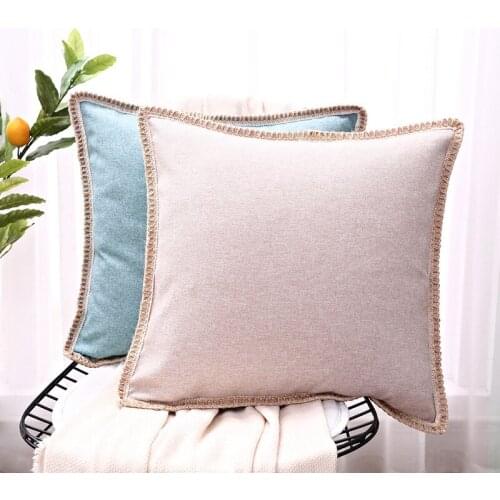 Ins Hemp rope woven lace pillow Nordic amazon cushion office waist pillow solid color car pillow cover