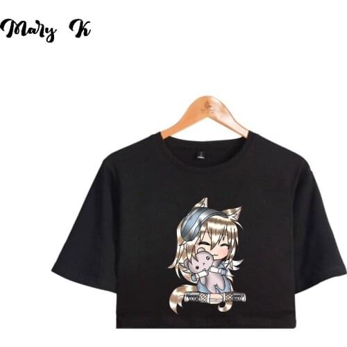 Gacha Life Crop Top Exposed navel T-Shirt Oversize O-neck Tops Womens streetwear Funny Gacha Life girls Tshirt clothes
