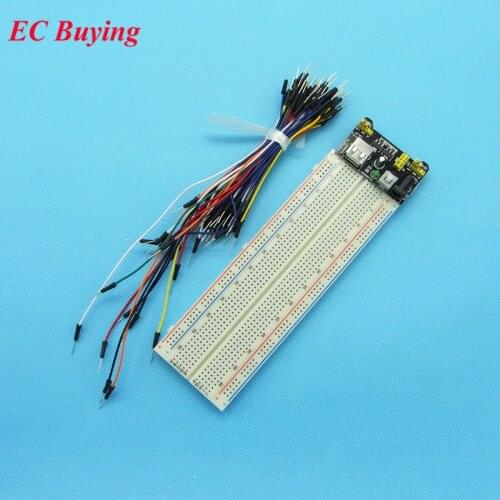 MB102 Breadboard 3.3V/5V Power Supply Module +MB-102 830 Point Solderless Prototype Bread Board kit +65 Flexible Jumper Wires
