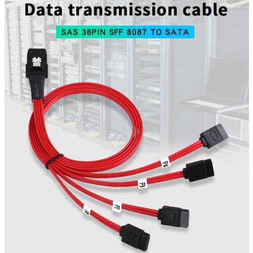 Mini SAS 36Pin SFF-8087 to SATA 4 SATA 7Pin Cable Mini SAS 4i to SATA Host Controller to SATA HDD Data Cable