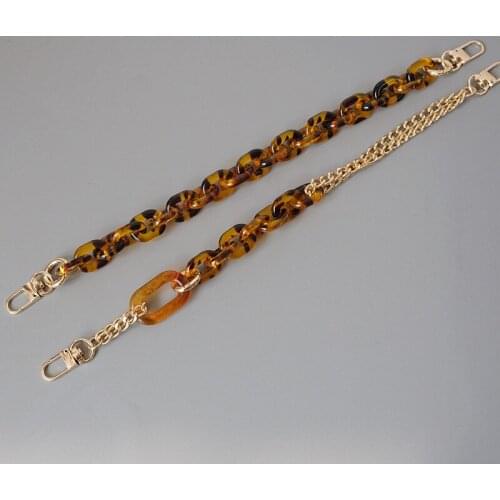 New Fashion Amber Acrylic Resin Chain Luxury Leopard Bag Strap Replacement Womens Shoulder Handbag Chains DIY Accessory Parts