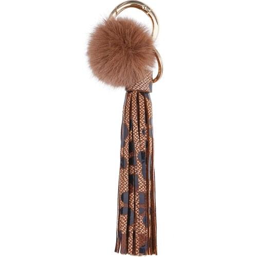 2021 New Ring Retro Jewelry Multicolor Monogrammed Leopard Print Leather Tassel Women Keychain Bag Pendant Alloy Car Key Chain
